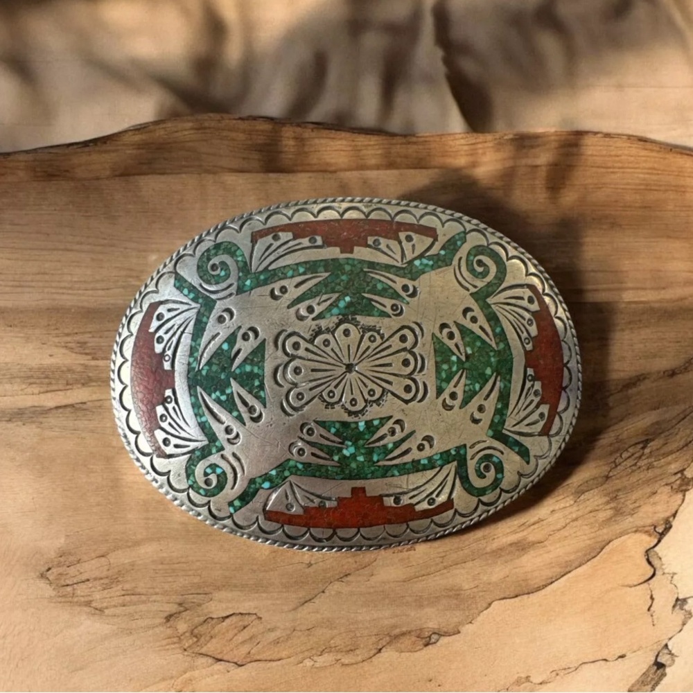 .925 Sterling silver Belt Buckle Hallmark SD Arrow Navajo Native American Indian